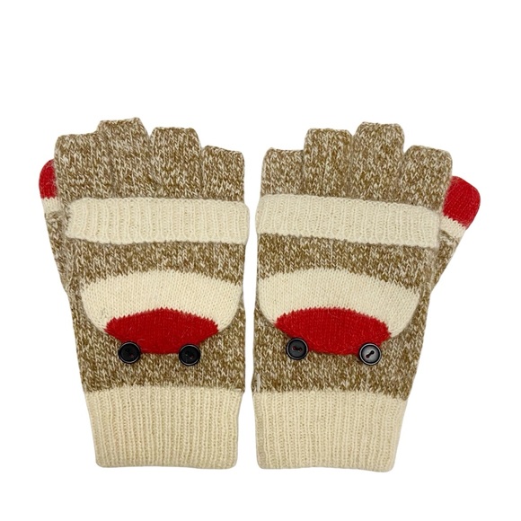 Carolina Amato Oatmeal Heather Angora Wool Blend Pop Top Gloves Mittens - Picture 1 of 5